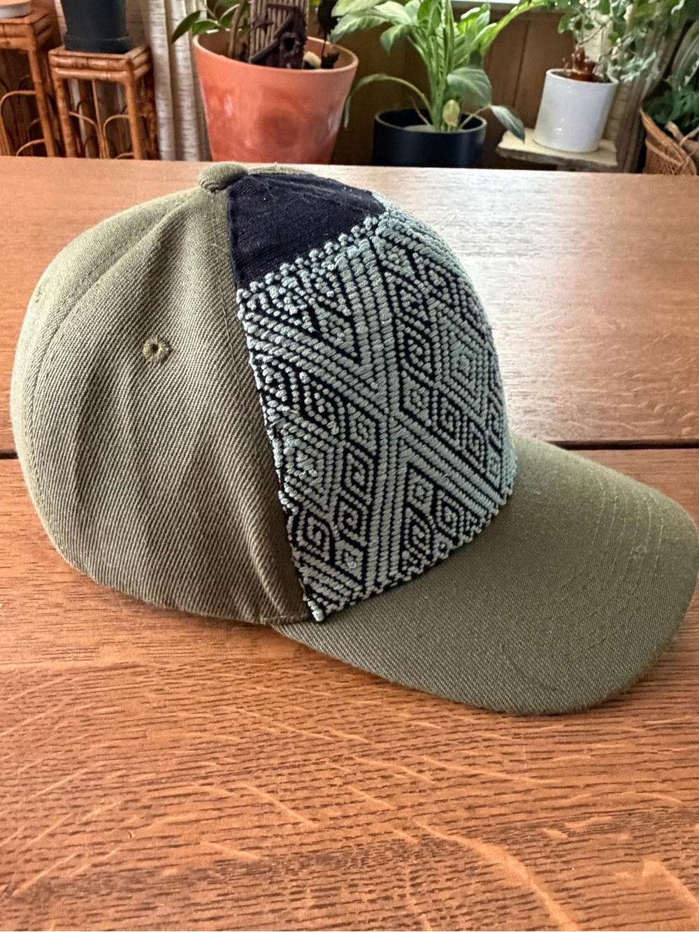 Hand-Embroidered Olive Green Baseball Cap - Picture 3 of 9